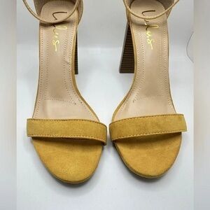 Giuseppe Zanotti Mustard Yellow Suede Ankle-Strap Block Heel Sandals